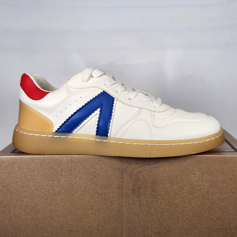 MIA Vesta Sneakers Women Size 7 White Blue Red Colorblock Lace Up Gum Sole